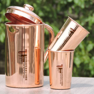 Copper Jug and 2 Glass Set