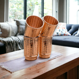 Copper Set of 4 Royal Hammered Tumblers Made of Hand Beaten